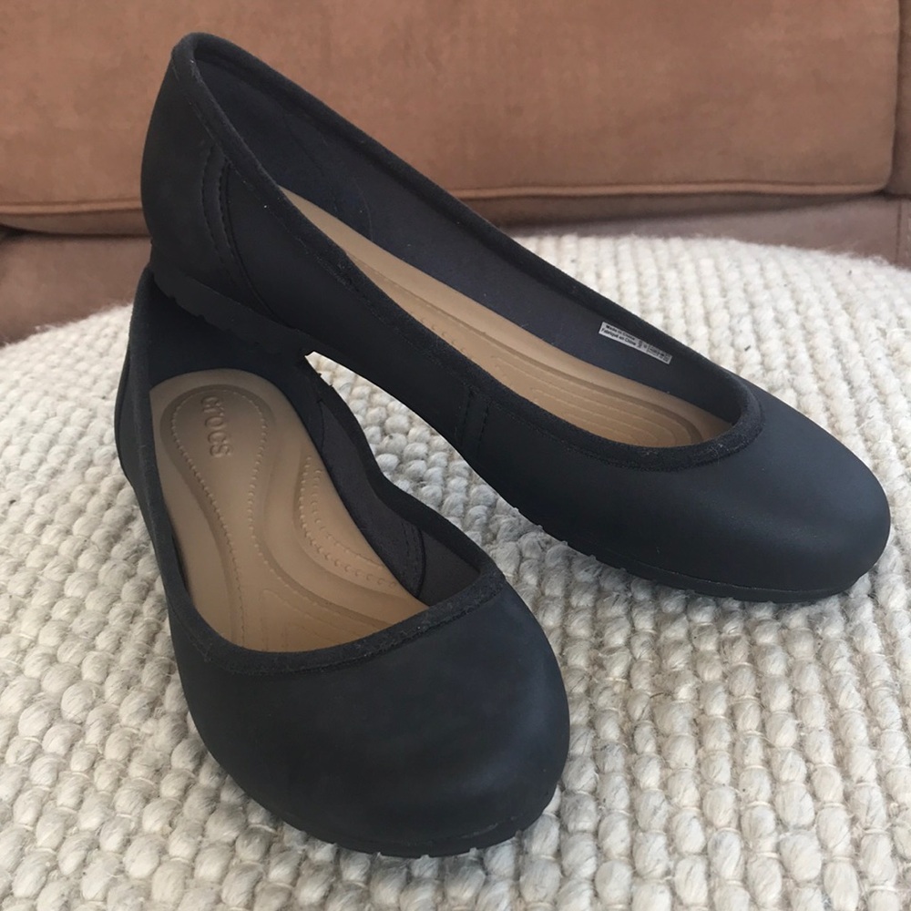 Crocs black ballet flats Sz 9 never worn